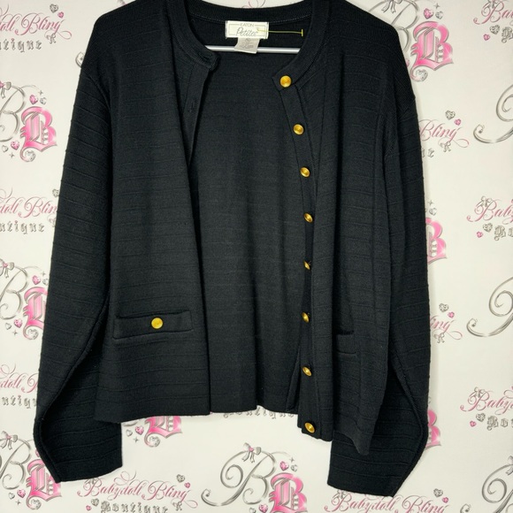 Eaton cardigan black gold buttons luxe blazer style sweater button up luxury - Picture 4 of 6